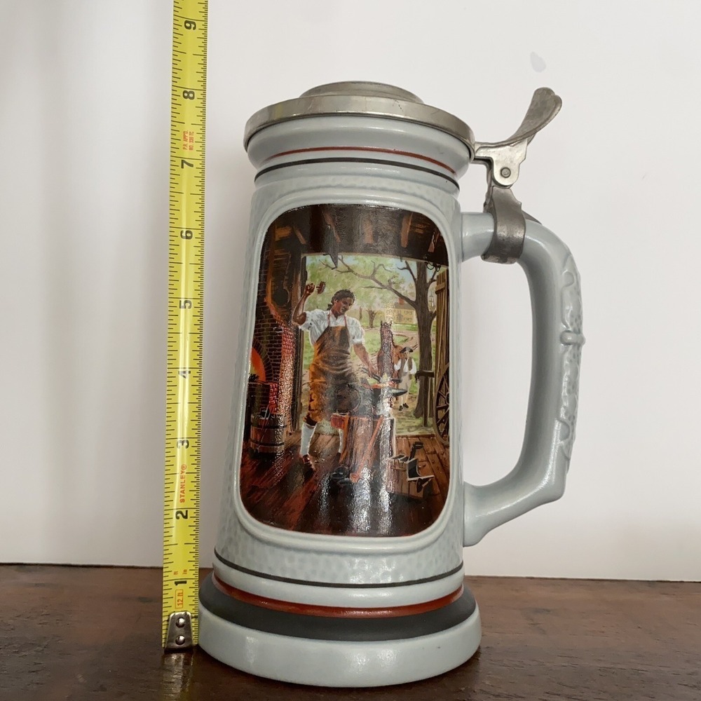 VTG 1985 Avon 30oz Lidded Stein Collection The Building of America Blacksmith